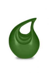 Small apple green teardrop cremation urn for ashes