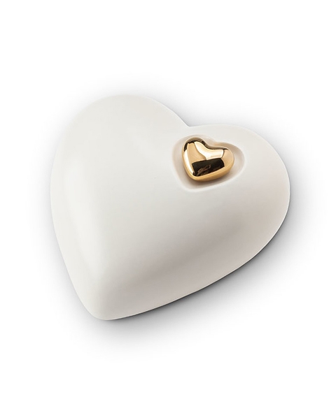 Heart shaped mini urn 'Always in hearts' white | legendURN |