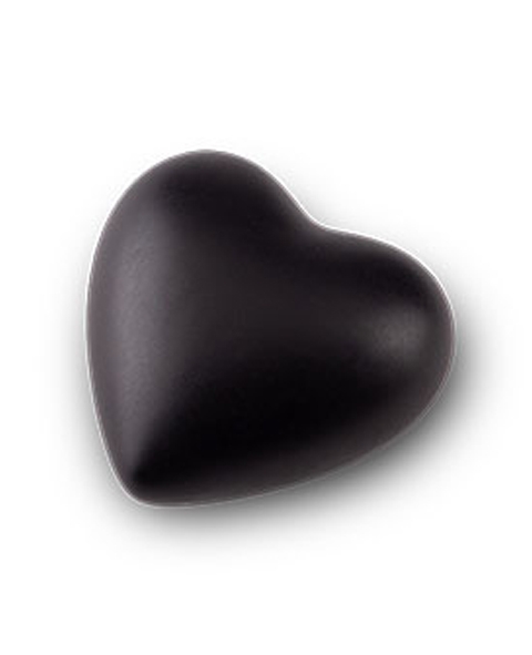 Heart shaped mini urn 'Always in our hearts' satin black | | Legendurn.com